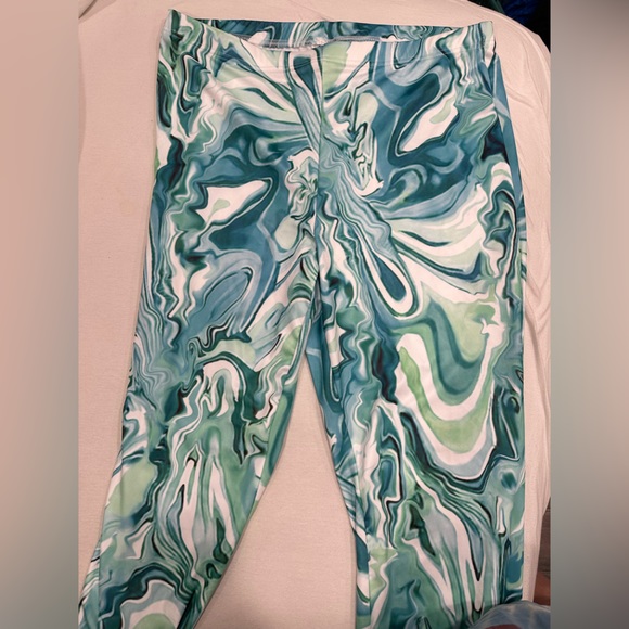 Plus High Waist Marble Print Pants Size 16 - Picture 5 of 6